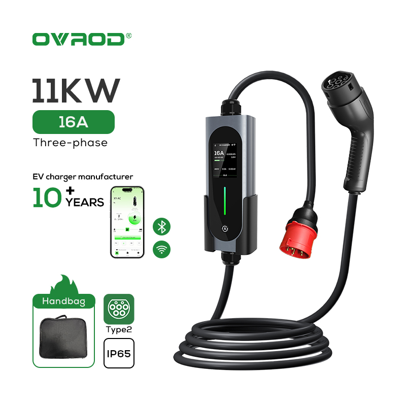 Type 2 Portable Ev Charger 11Kw Cee - Carregador Portátil Ovrod para Carros Elétricos