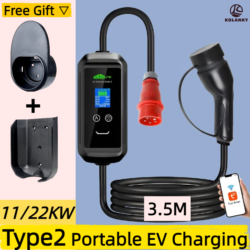 Type 2 Portable Ev Charger 11Kw Cee - 3.5m cabo type2 ev carregador portátil