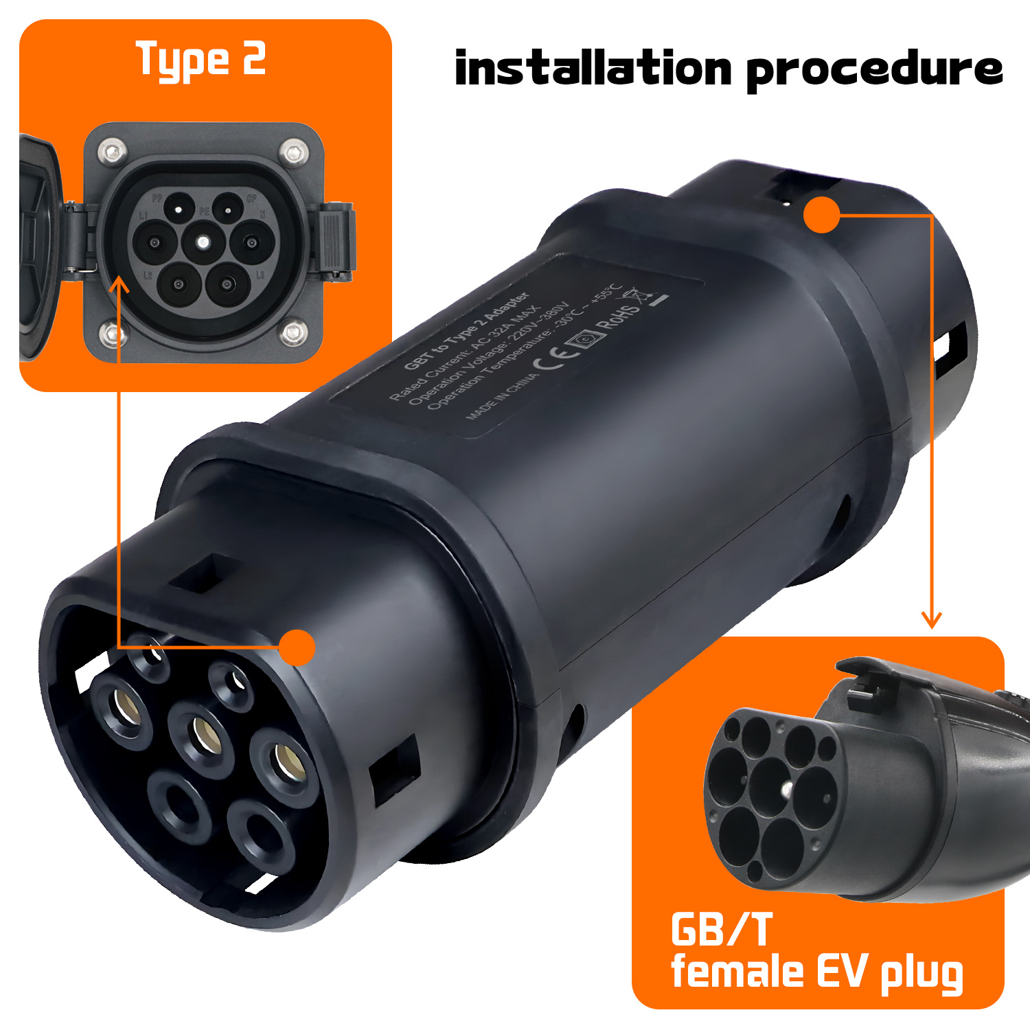 Adaptador de estação de carreg - Ev Charger Type 2 22Kw 32A 3 Phase avaliação e preço