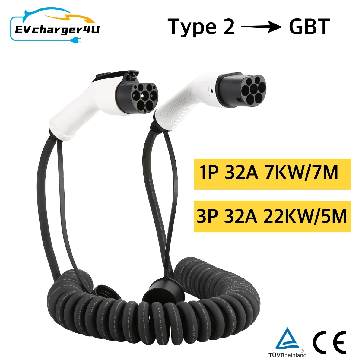 EVcharger4U 5M/7M Espiral EV C - Ev Charger Type 2 22Kw 32A 3 Phase avaliação e preço